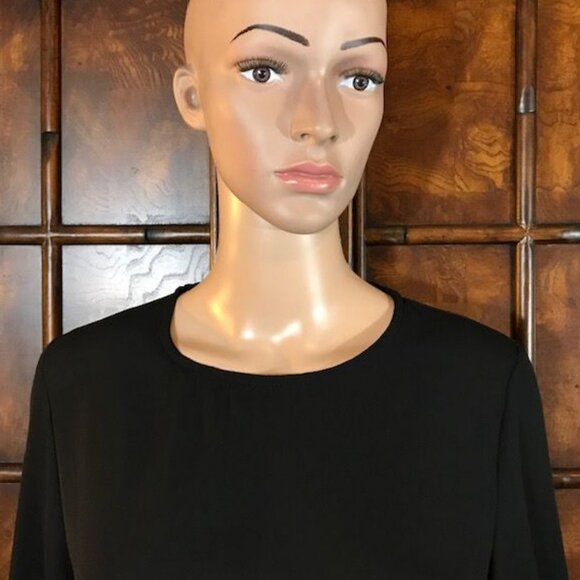 NWOT Black Tie Front Blouson Sleeve Keyhole Neck Top - Picture 6 of 8